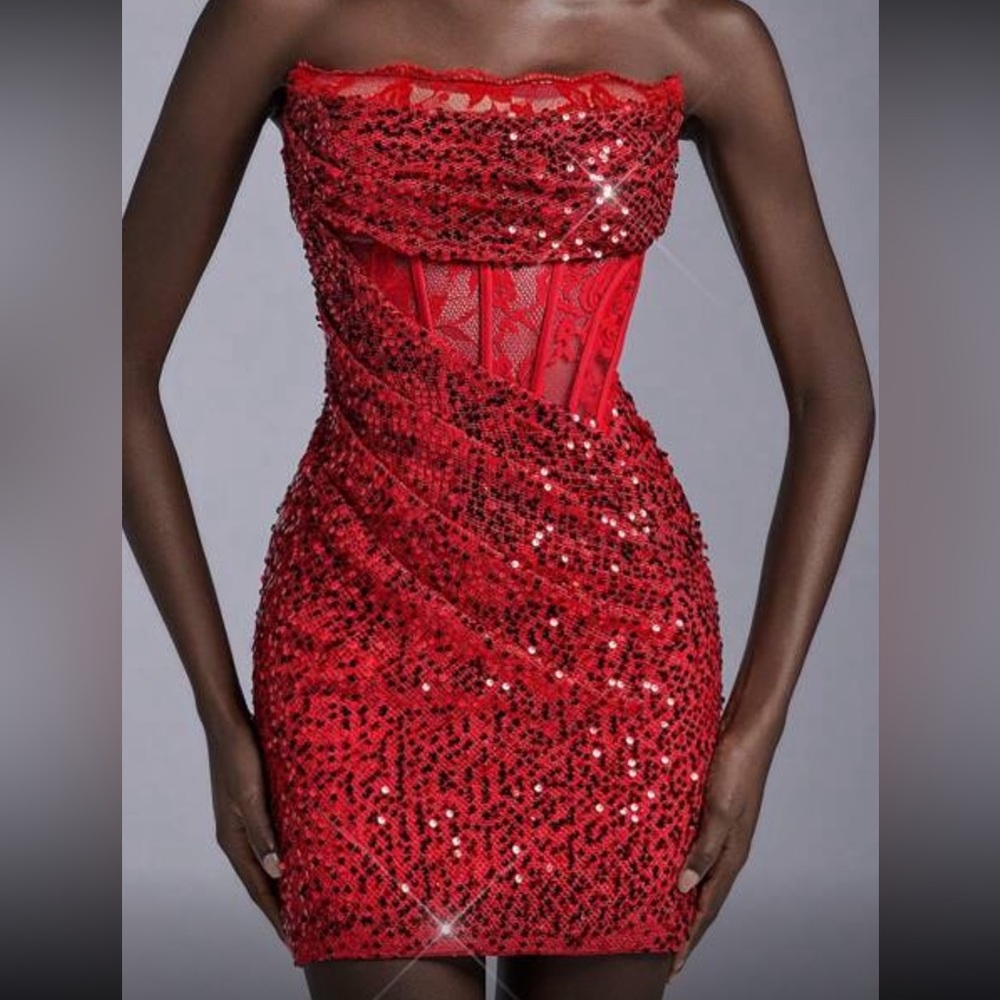 Elegant Red Sequin Dress